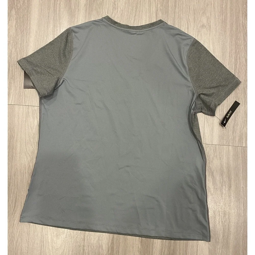 NWT Women's 2XL NIKE Dri-FIT Dry V Neck T‎ Shirt Slim Fit Gray Blouse New! NWT